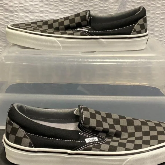Vans Off The Wall Classic Slip-On Checkerboard Pewter & Black Size 10 New/Box - Picture 3 of 10